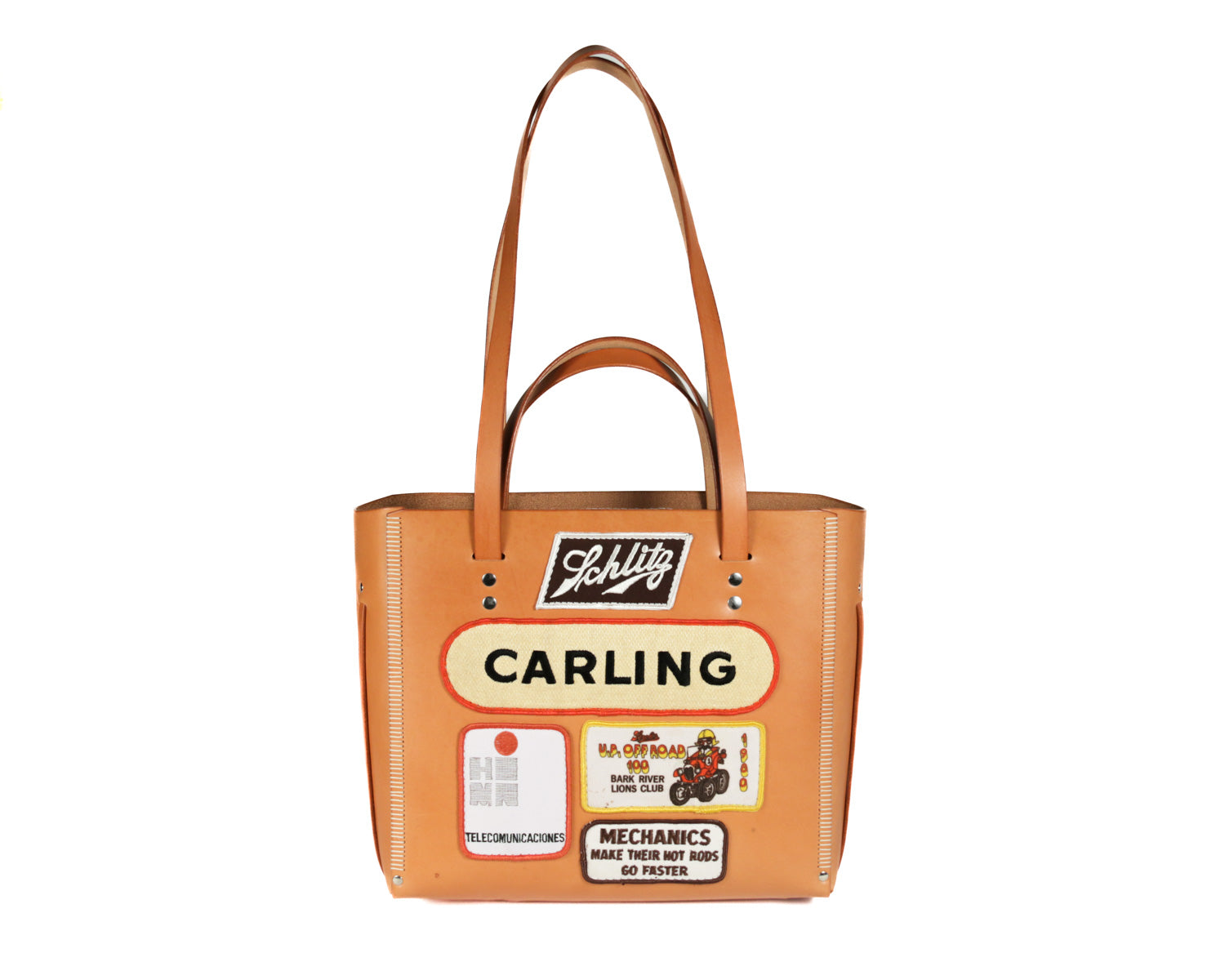 Patched Line Tote: Natural