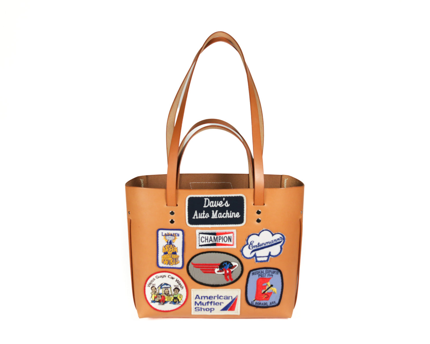 Patched Line Tote: Natural