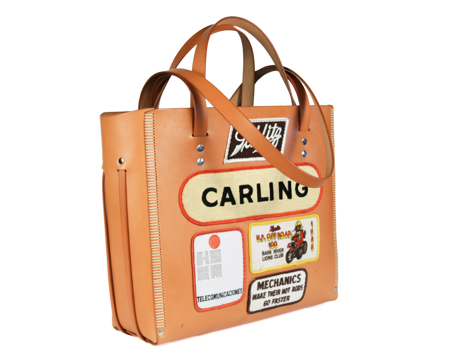 Patched Line Tote: Natural