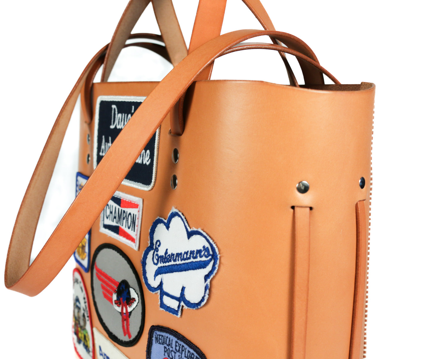 Patched Line Tote: Natural