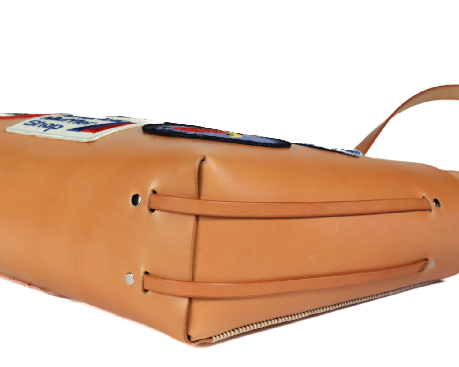 Patched Line Tote: Natural