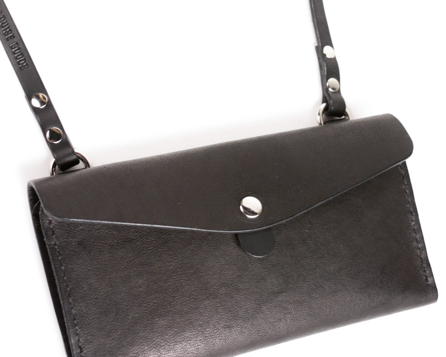 Micro Envelope Crossbody: Black Lambskin