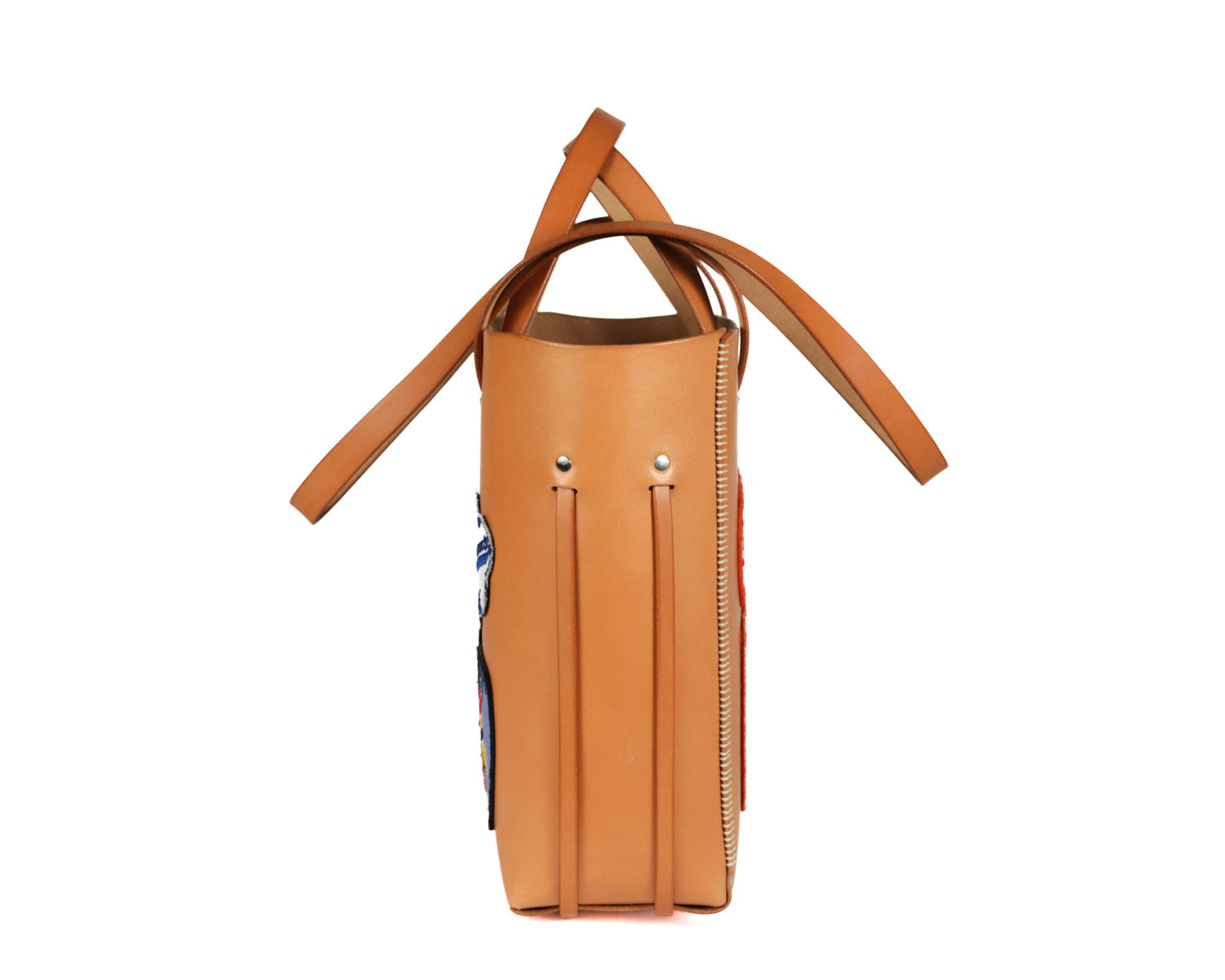 Patched Line Tote: Natural