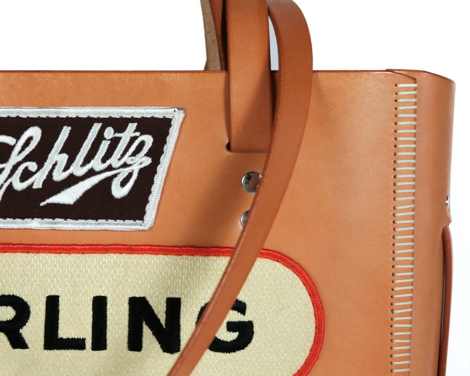 Patched Line Tote: Natural